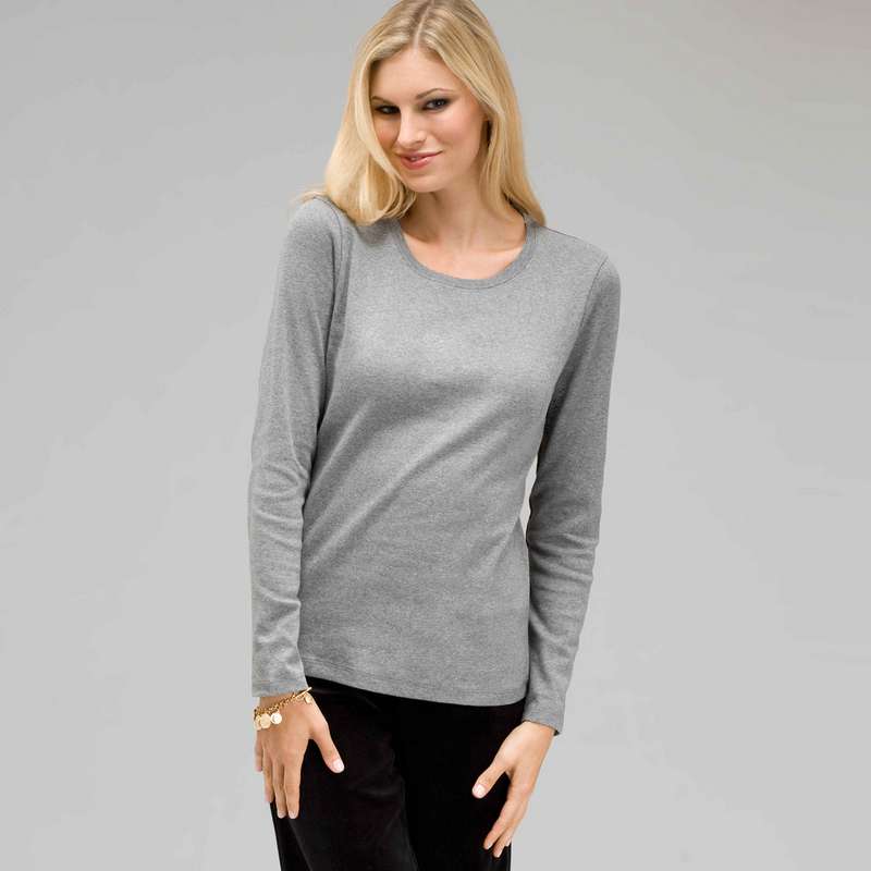 Long Sleeve Crew Neck, Grey Heather, large image number 0