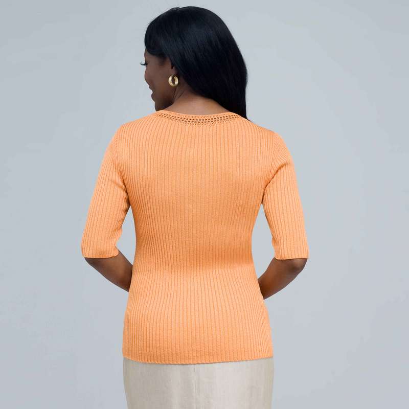 Scoop Neck Knit., LIght Tangerine, large image number 1