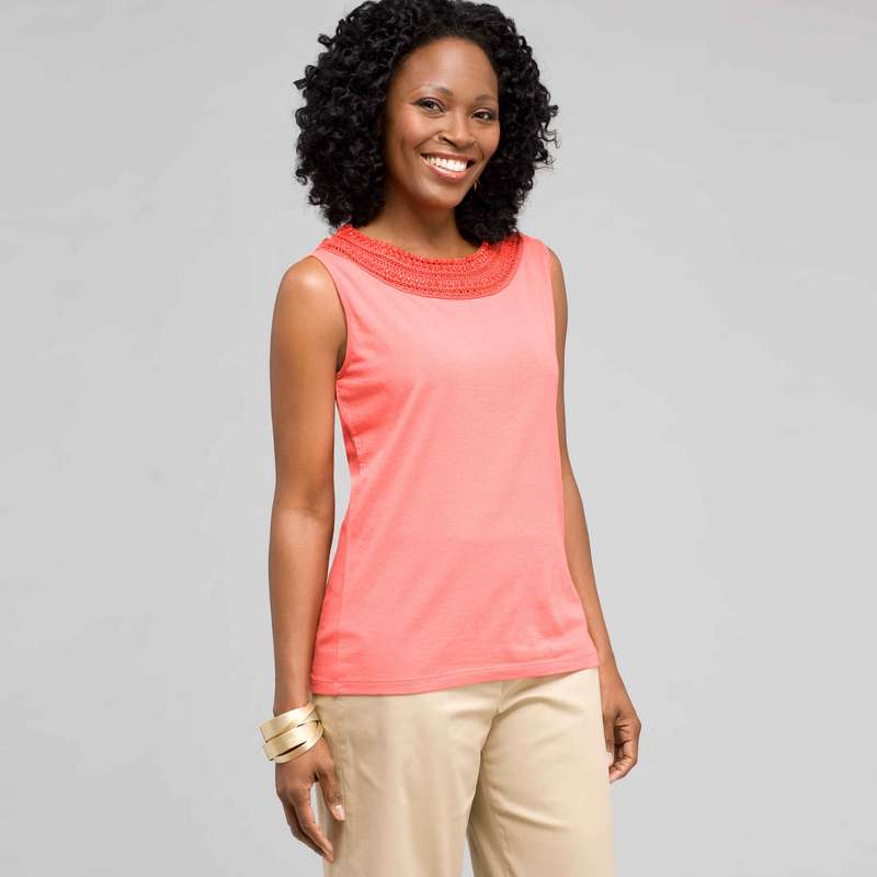 Scoop Neck Knit, Coral Sun, large image number 0
