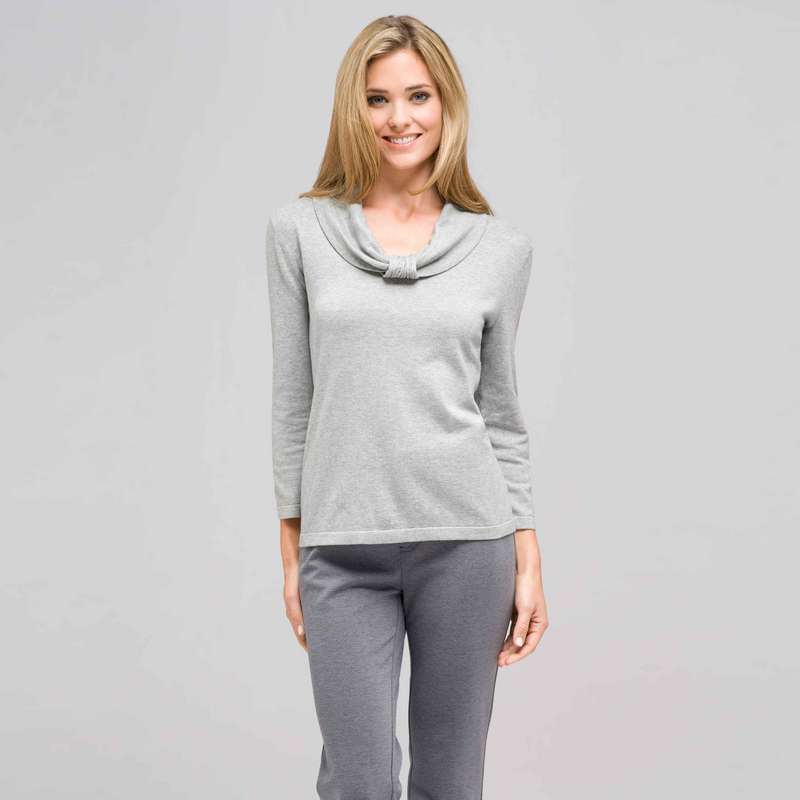 Cowl Neck Sweater, Grey Heather, large image number 0